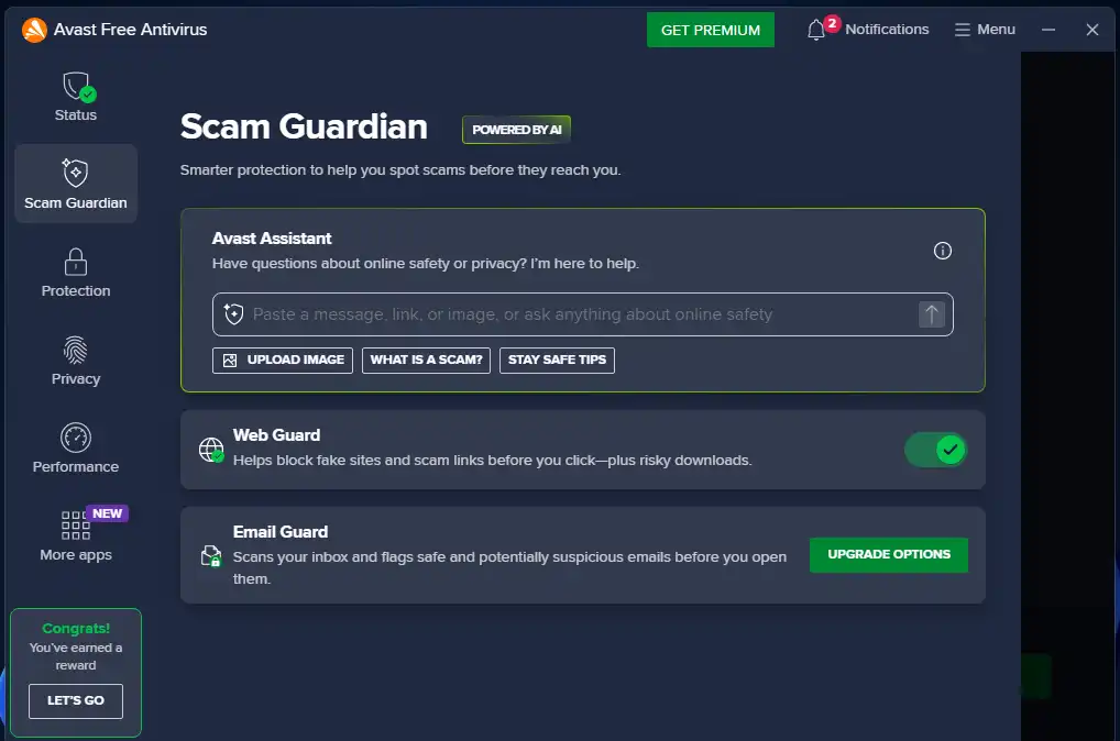 Avast antivirus for windows dashboard