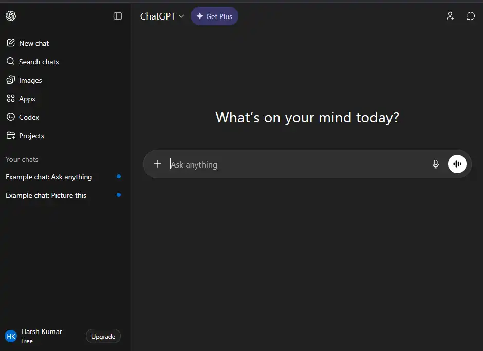 ChatGPT for Windows desktop app interface
