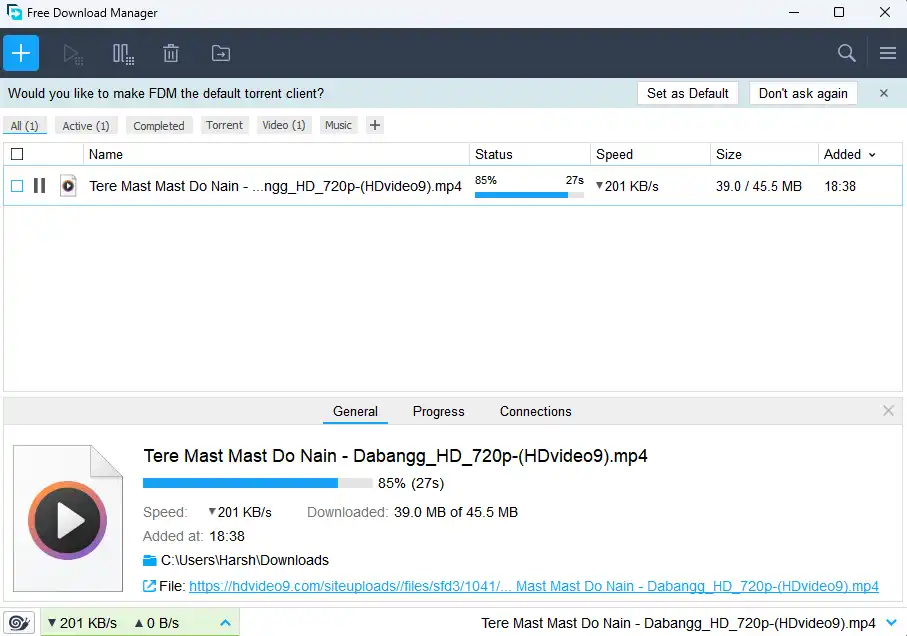 Free Download Manager for windowsinterface on Windows 11