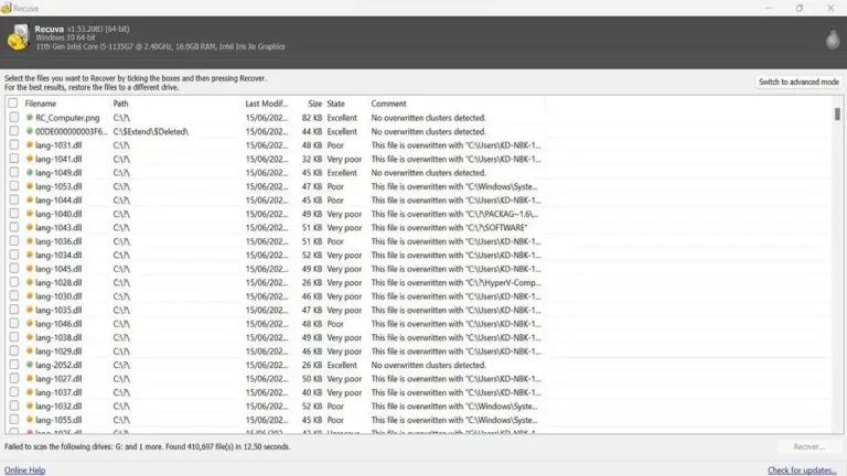 recuva data recovery for windows