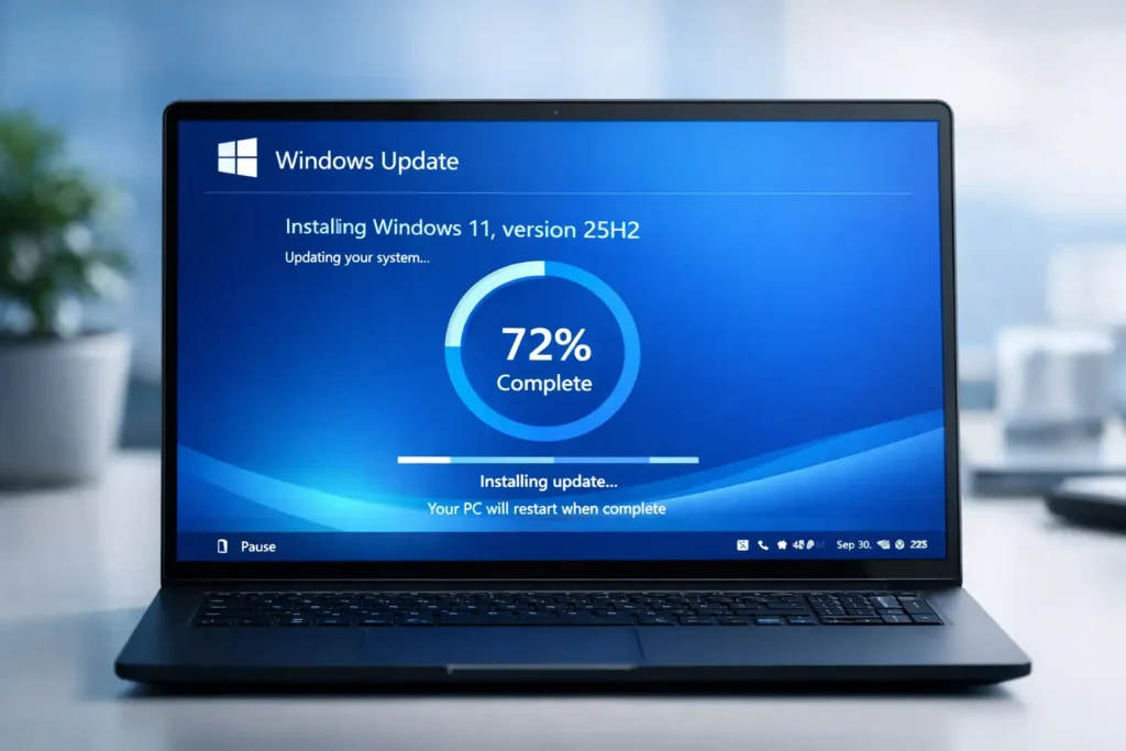 windows 11 25H2 update guide installation screen